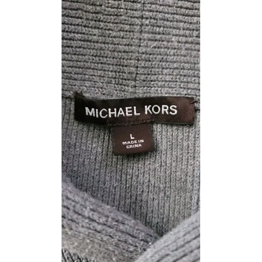 Michael‎ Kors Men's Ash Melange Shawl Collar Cotton Sweater Size Large